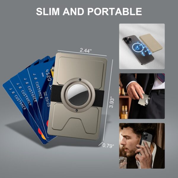 TOYFID All-Aluminum Pop Up Slide Rfid Slim Card Holder Wallet With Airtag Holder - 图片 3