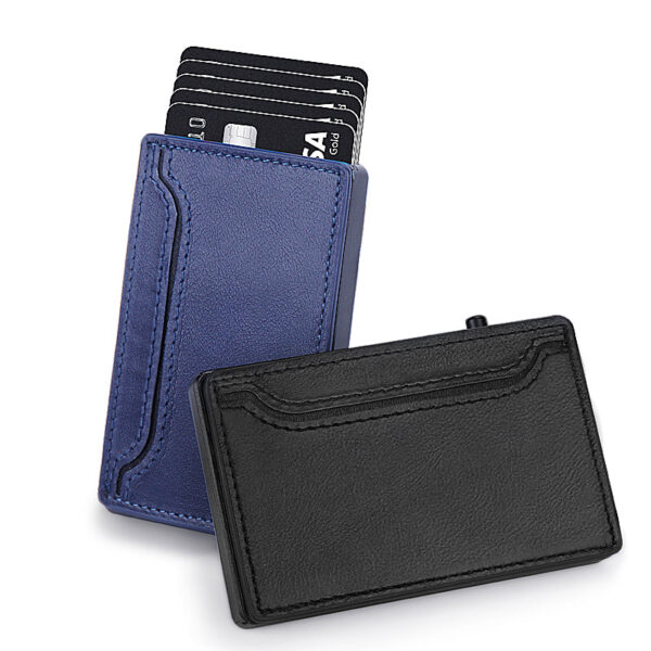 TOYFID Wallet With PU Leather Cover,Aluminum Alloy Pop Up Wallet Holder Card - 图片 2
