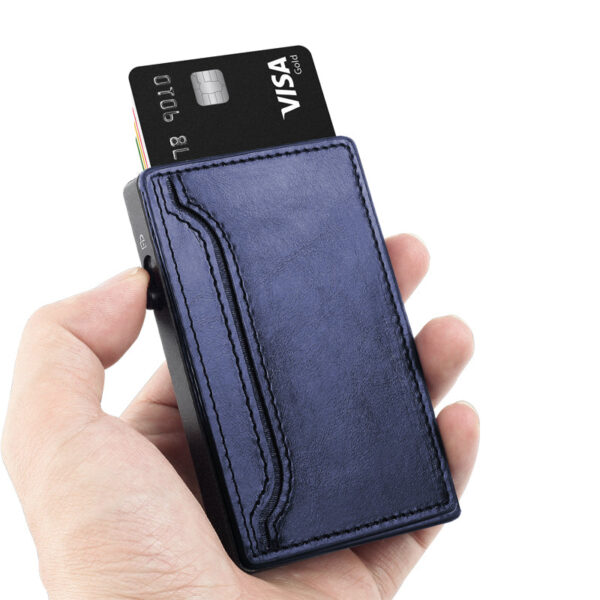TOYFID Wallet With PU Leather Cover,Aluminum Alloy Pop Up Wallet Holder Card - 图片 3