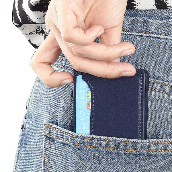 TOYFID Wallet With PU Leather Cover,Aluminum Alloy Pop Up Wallet Holder Card - 图片 4