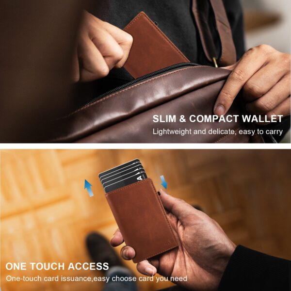 TOYFID Aluminum Alloy Wallet With Genuine Leather Cover Men's Billfolds - 图片 5