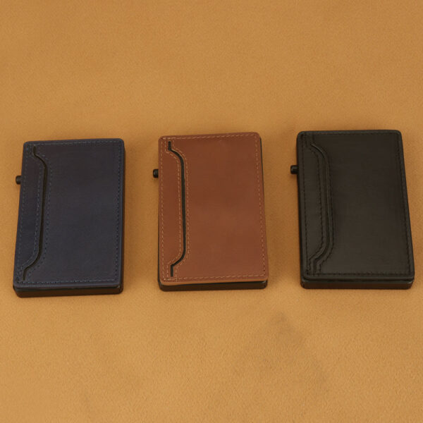TOYFID Wallet With PU Leather Cover,Aluminum Alloy Pop Up Wallet Holder Card - 图片 8