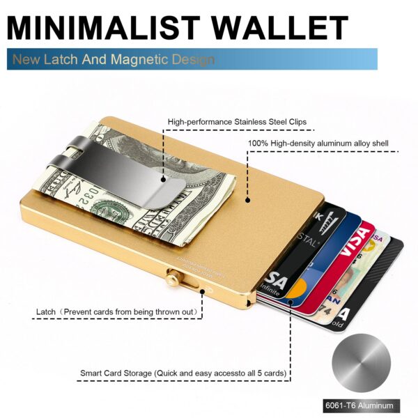 Minimalist Pop up Wallet with Money Clip, All Aluminum Slide Rfid Slim Card Holder - 图片 9