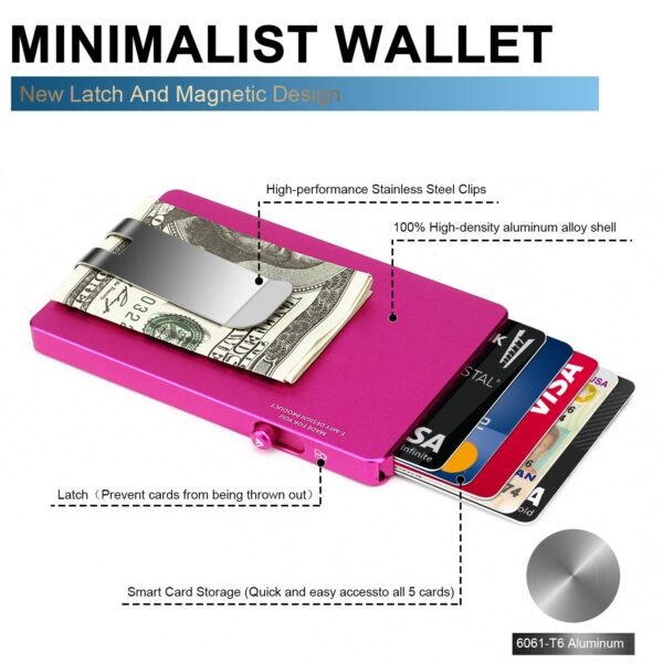 Minimalist Pop up Wallet with Money Clip, All Aluminum Slide Rfid Slim Card Holder - 图片 7