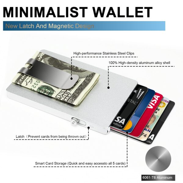 Minimalist Pop up Wallet with Money Clip, All Aluminum Slide Rfid Slim Card Holder - 图片 10